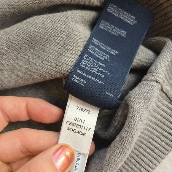 Tommy Hilfiger Men's Argyle Sweater Vest Grey with Light Blue 100% Cotton - Picture 5 of 8